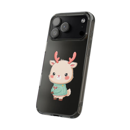Kawaii Reindeer Clear Impact-Resistant Phone Case