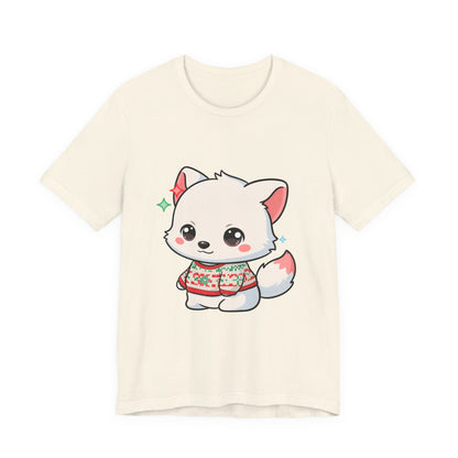 Kawaii Arctic Fox Christmas T-Shirt for Cute Holiday Fans