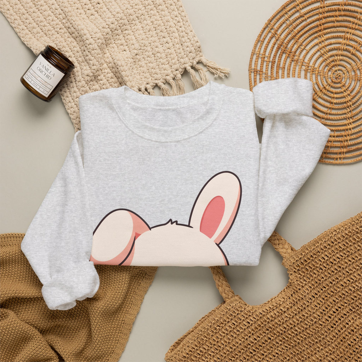 Kawaii Bunny Sweatshirt, Cute Latte Lover Crewneck