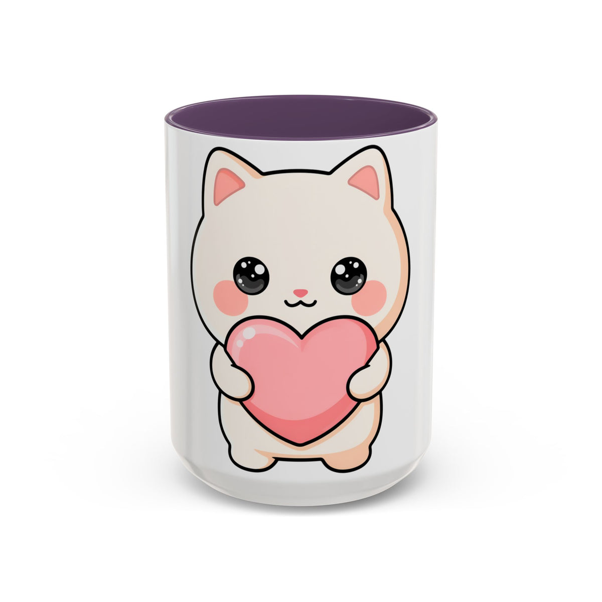 Kawaii Cat Heart Accent Coffee Mug for Sweet Morning Sips