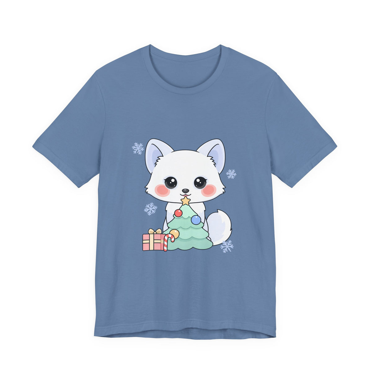 Kawaii Christmas Fox T-Shirt for Cozy Holiday Decorating