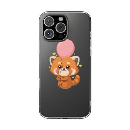 Kawaii Red Panda Clear Impact-Resistant Case with Balloon