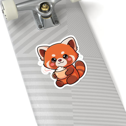 Kawaii Red Panda Latte Sticker for Coffee Lovers