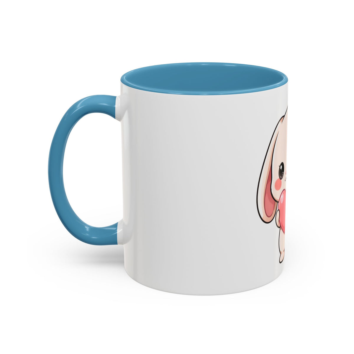 Kawaii Bunny Accent Coffee Mug with Heart, 11oz or 15oz