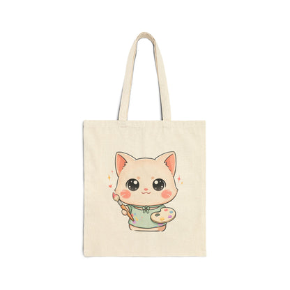 Kawaii Cat Artist Tote Bag for Creative Cat Lovers