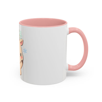 Kawaii Reindeer Accent Coffee Mug for Cozy Winter Sips