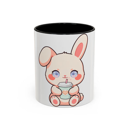 Kawaii Bunny Coffee Mug, Cute Latte Lover Accent Mug