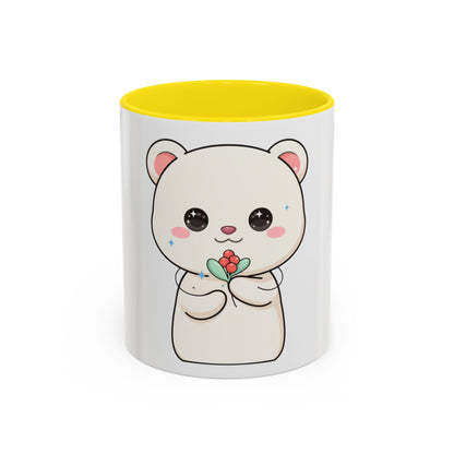 Kawaii Polar Bear Christmas Mug with Mistletoe