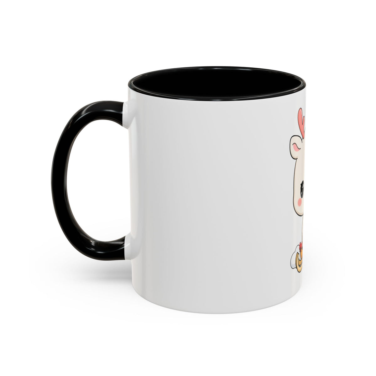 Christmas Reindeer Accent Coffee Mug, Cute Kawaii Sledding Gift