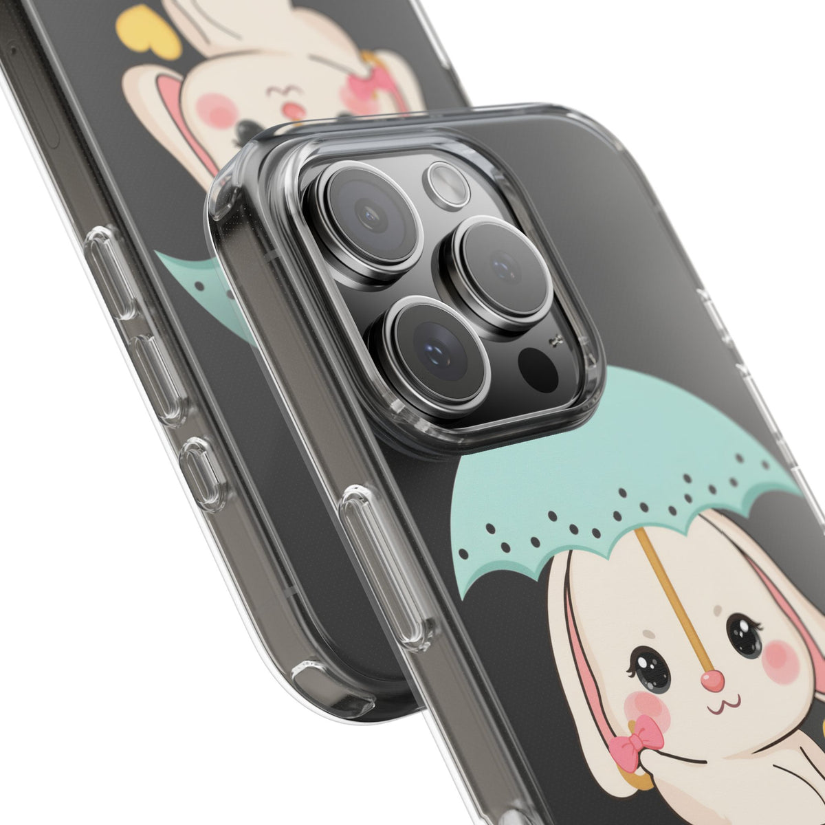 Kawaii Bunny Phone Case with Umbrella | Cute Clear Case