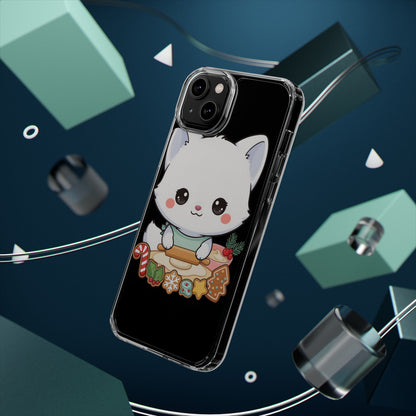 Christmas Fox Clear Phone Case, Kawaii Cookie Baker