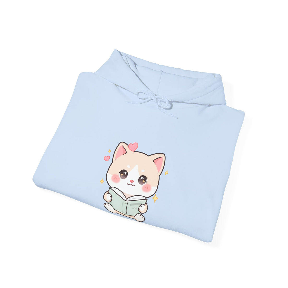 Kawaii Cat Reading Hoodie for Cozy Book Lovers