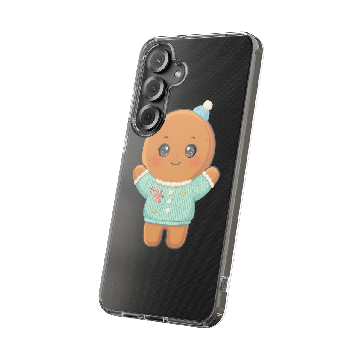 Kawaii Gingerbread Phone Case, Cute Christmas Sweater Cookie