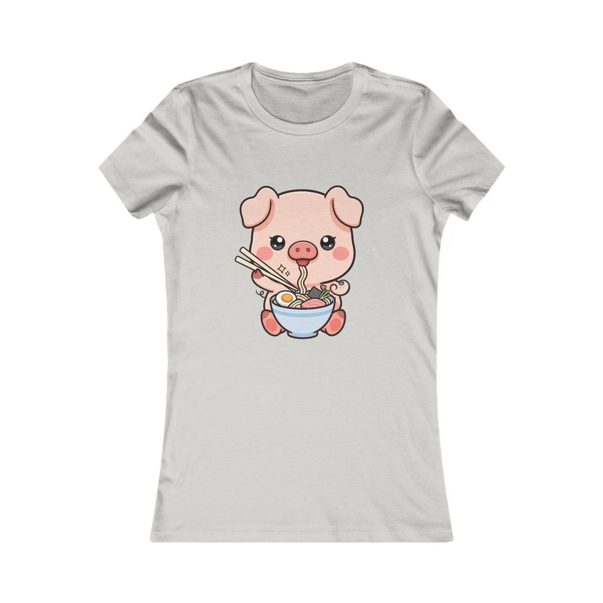 Kawaii Pig Ramen Tee for Cute Foodie Fans