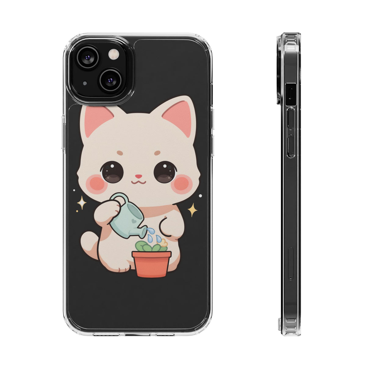 Kawaii Cat Phone Case, Cute Plant Lover Gift