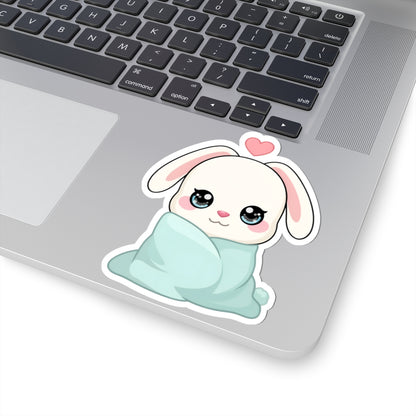 Cozy Bunny Sticker, Kawaii Blanket Buddy