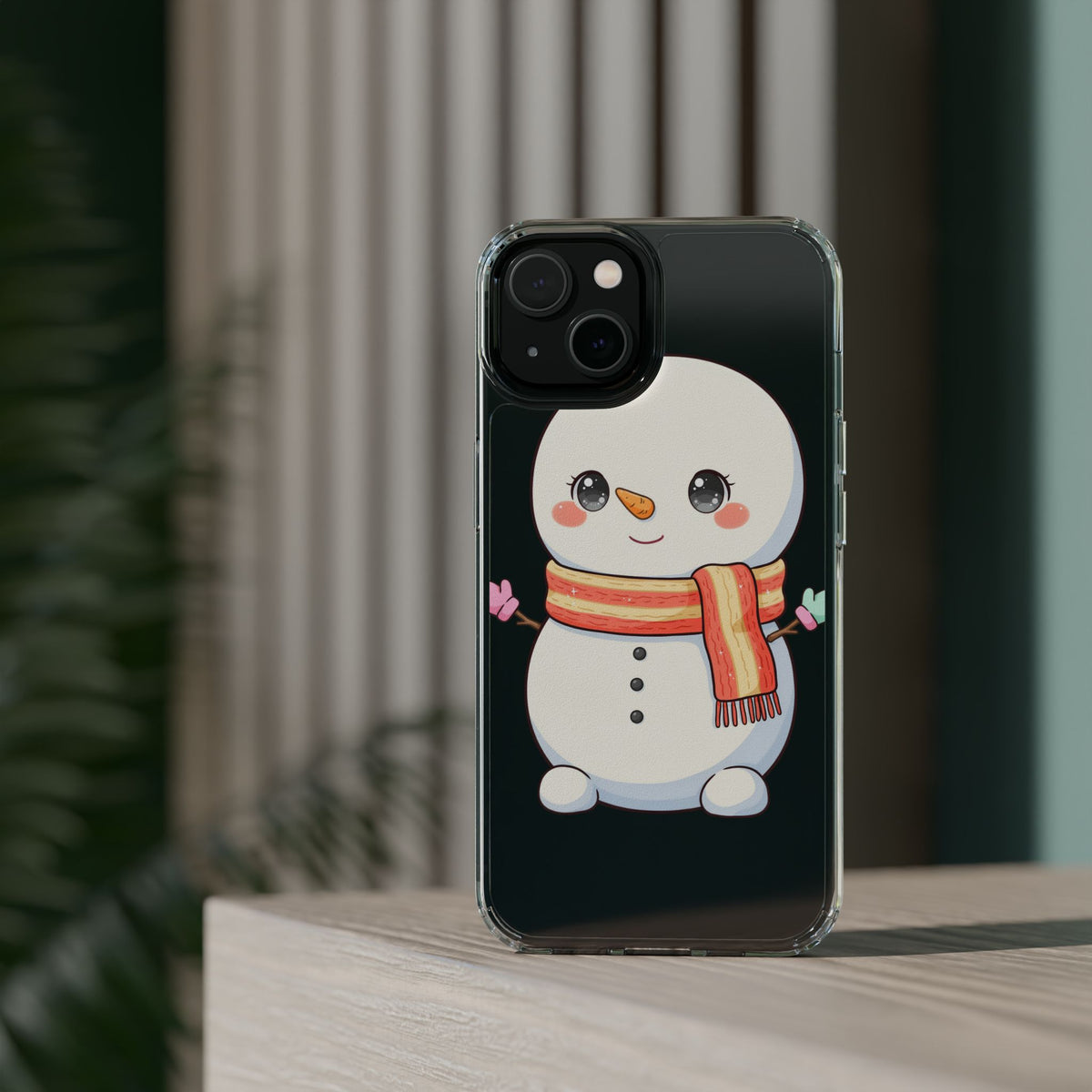 Kawaii Snowman Phone Case – Cute Christmas Clear Case