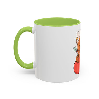 Christmas Gingerbread Mug: Sleepy Stocking Accent Coffee Mug