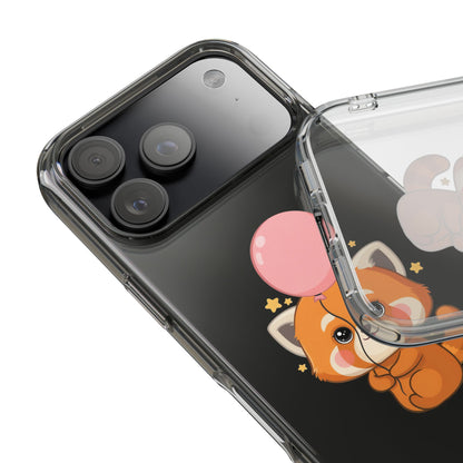 Kawaii Red Panda Clear Impact-Resistant Case with Balloon