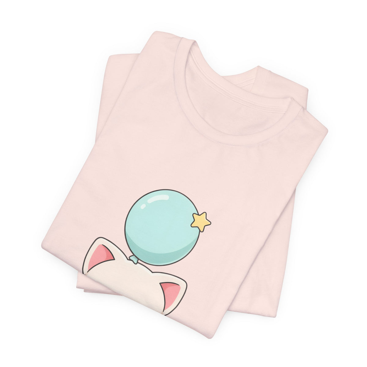 Kawaii Cat Balloon T-Shirt, Cute Chibi Kitty Tee