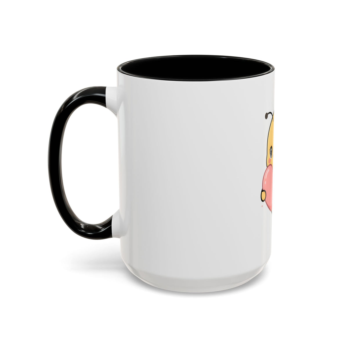 Kawaii Bee Accent Coffee Mug with Pink Heart