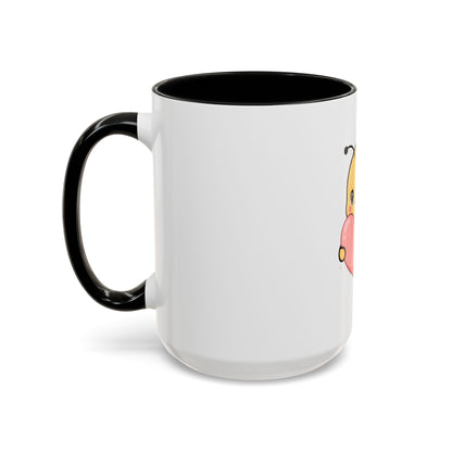 Kawaii Bee Accent Coffee Mug with Pink Heart