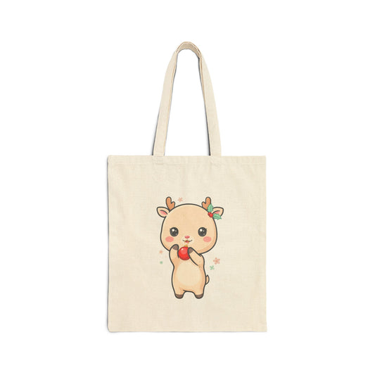 Kawaii Reindeer Christmas Tote Bag for Holiday Fans