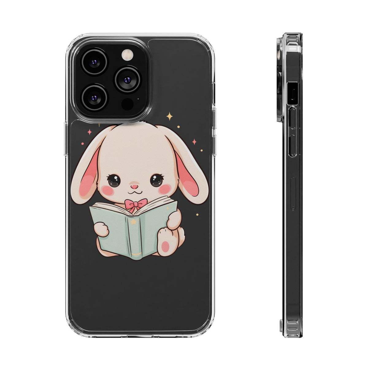 Kawaii Reading Bunny Clear Impact-Resistant Case