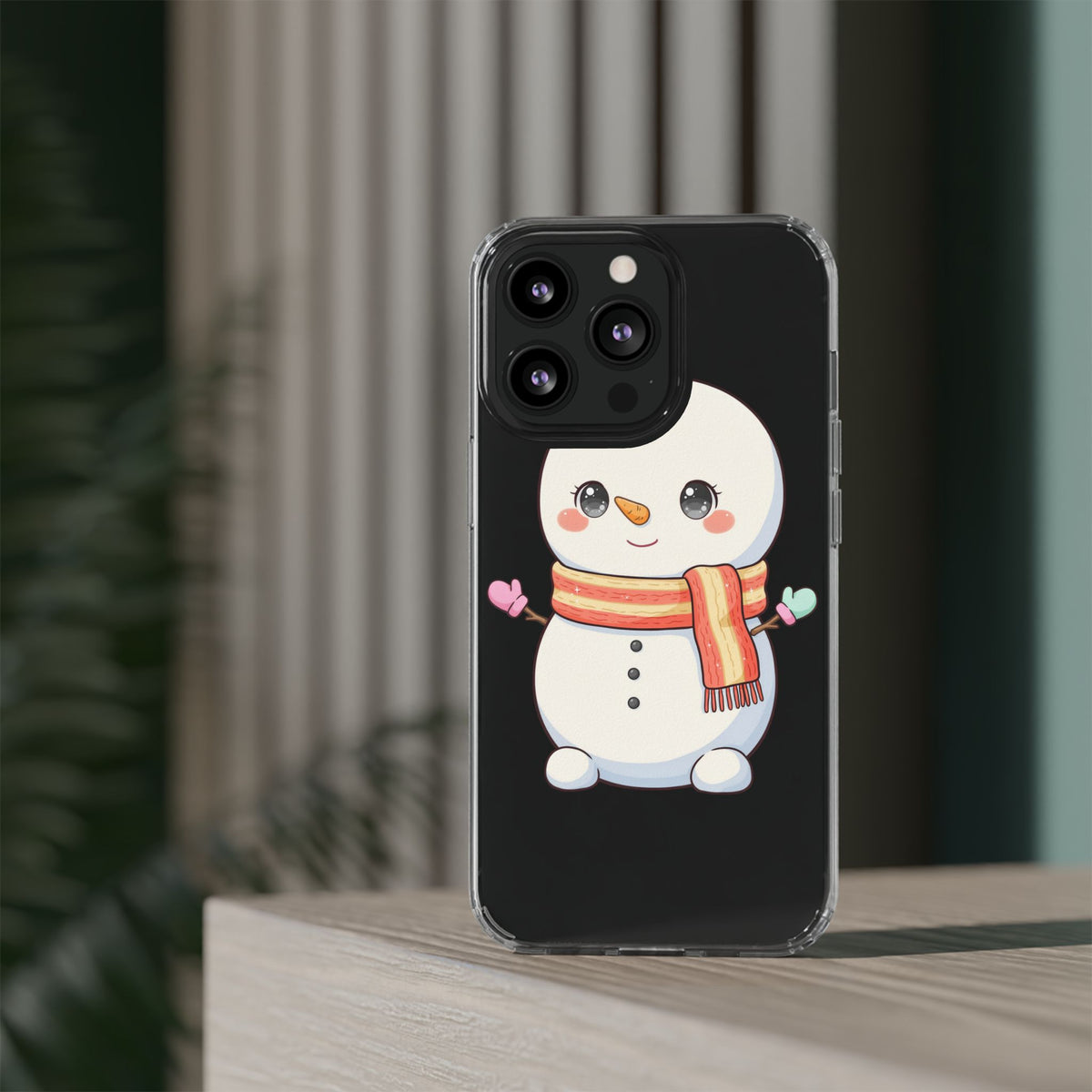 Kawaii Snowman Phone Case – Cute Christmas Clear Case
