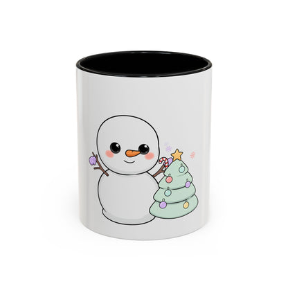 Kawaii Snowman Christmas Mug, Accent Coffee Mug