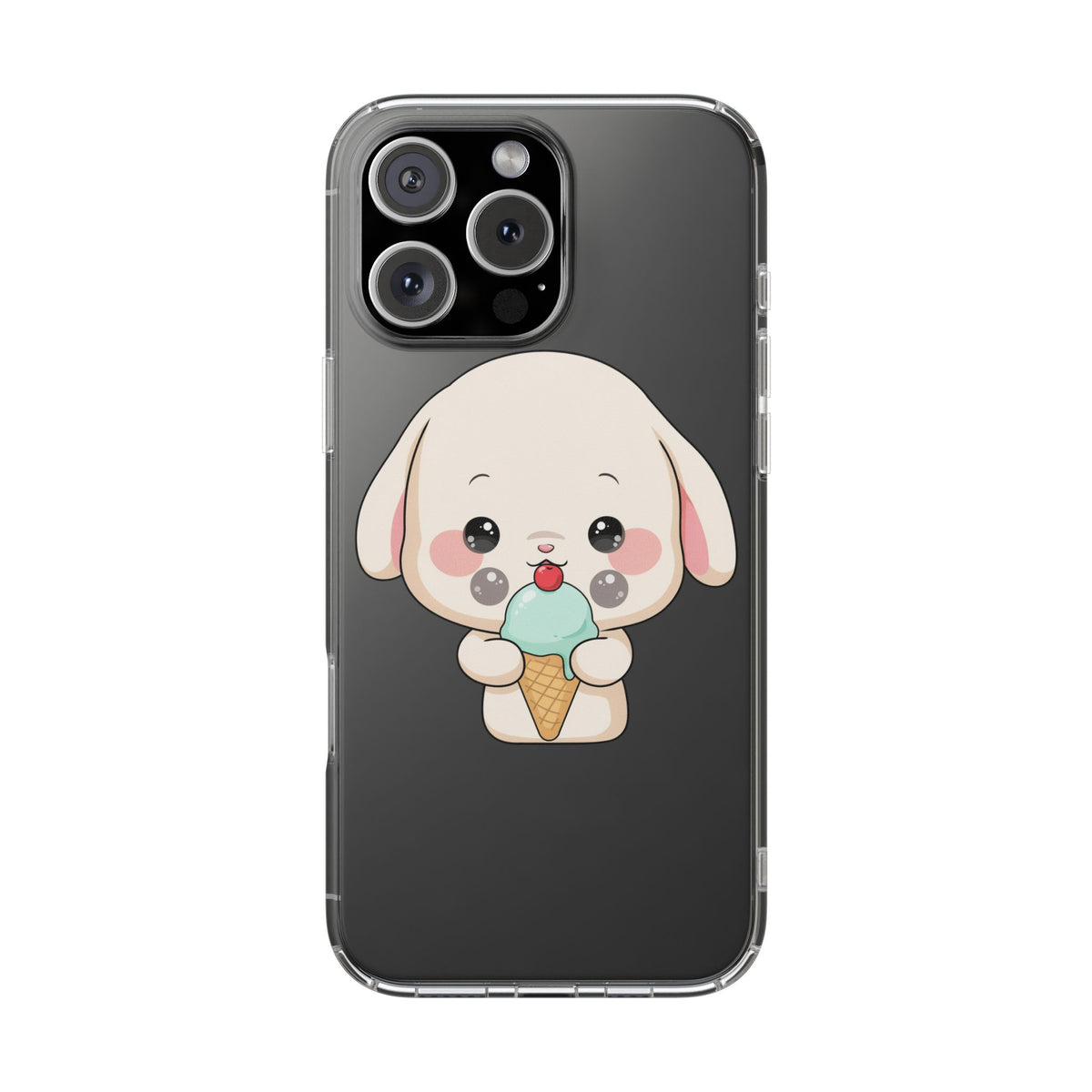 Kawaii Bunny Phone Case, Ice Cream Cutie Clear Case