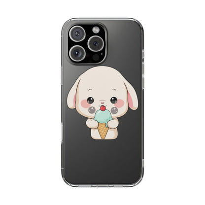 Kawaii Bunny Phone Case, Ice Cream Cutie Clear Case