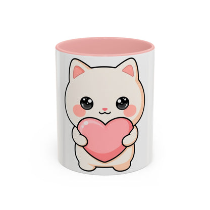 Kawaii Cat Heart Accent Coffee Mug for Sweet Morning Sips