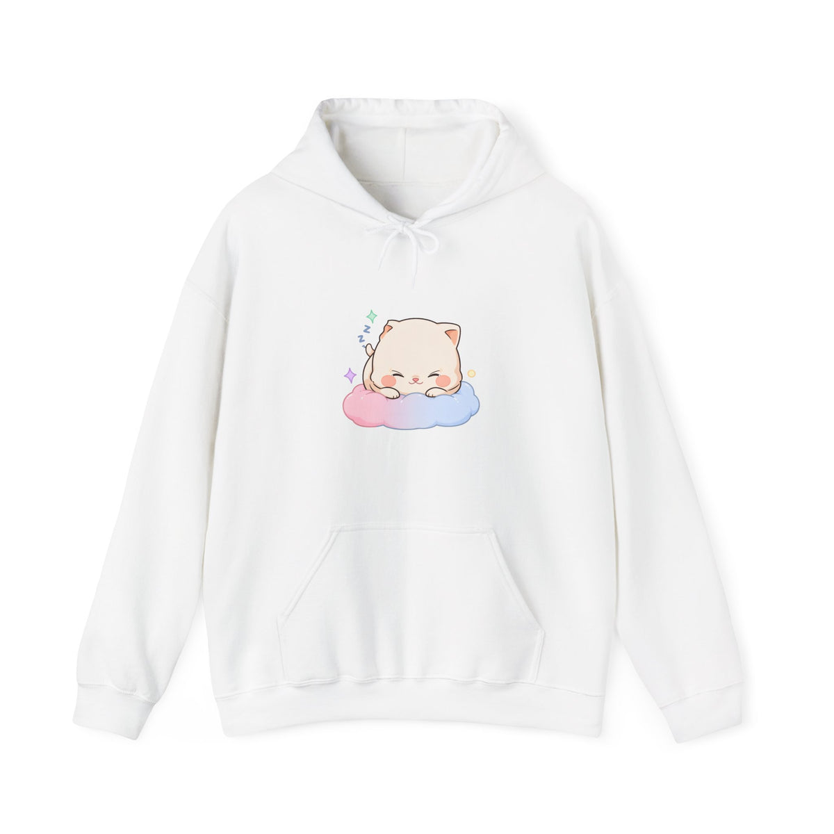 Kawaii Sleeping Cat Hoodie, Cozy Cloud Cat Sweatshirt