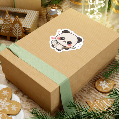 Kawaii Panda Artist Kiss-Cut Sticker for Art Lovers