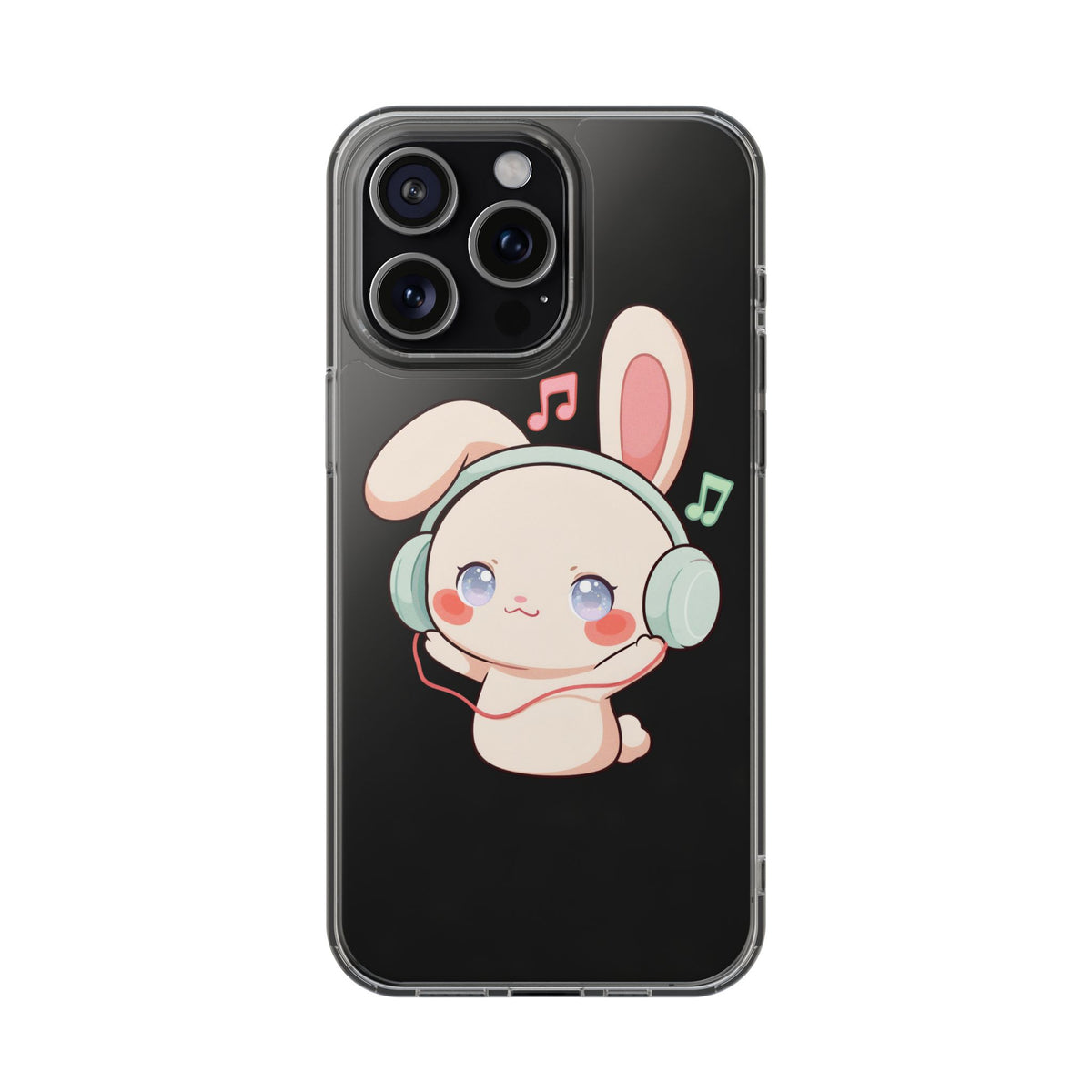 Kawaii Bunny Phone Case, Cute Music Lover Gift