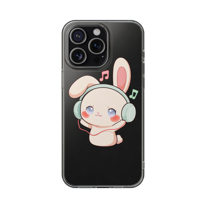 Kawaii Bunny Phone Case, Cute Music Lover Gift