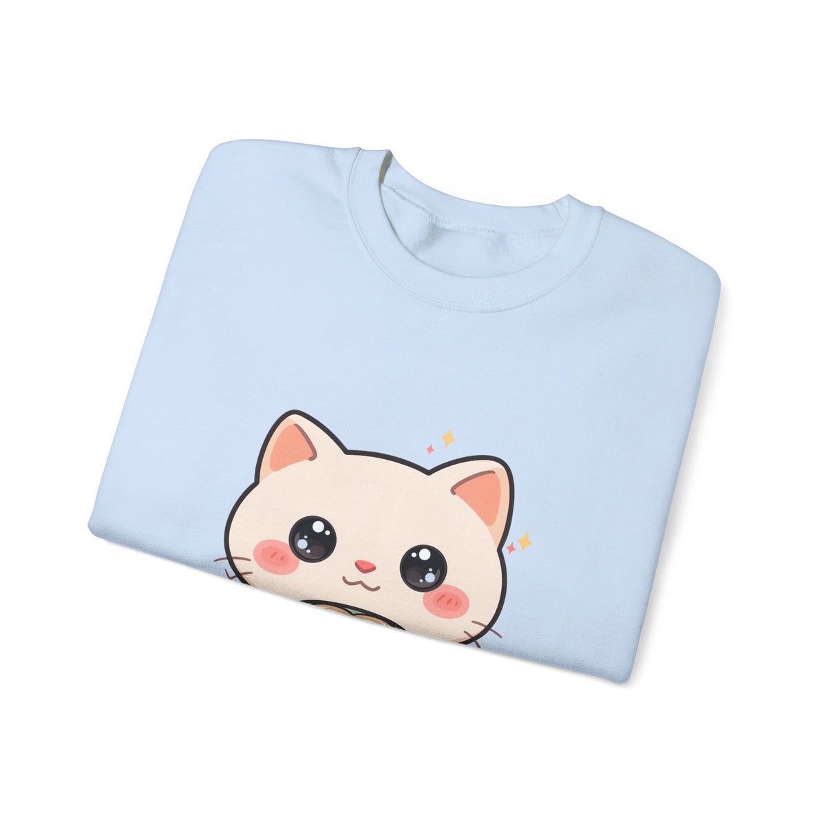 Kawaii Latte Cat Sweatshirt, Cute Chibi Coffee Cat Crewneck