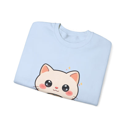 Kawaii Latte Cat Sweatshirt, Cute Chibi Coffee Cat Crewneck