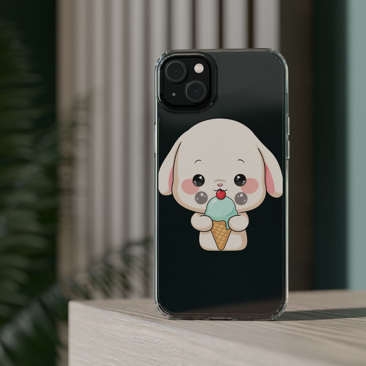Kawaii Bunny Phone Case, Ice Cream Cutie Clear Case