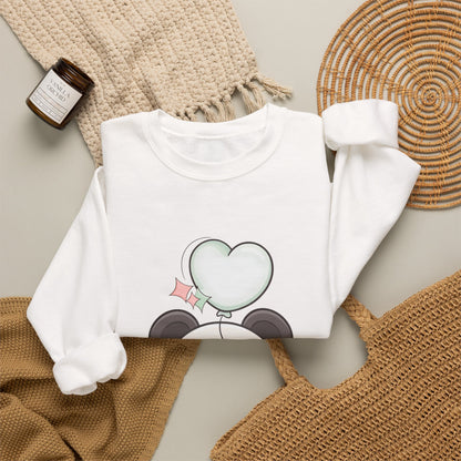 Kawaii Panda Sweatshirt with Heart Balloon
