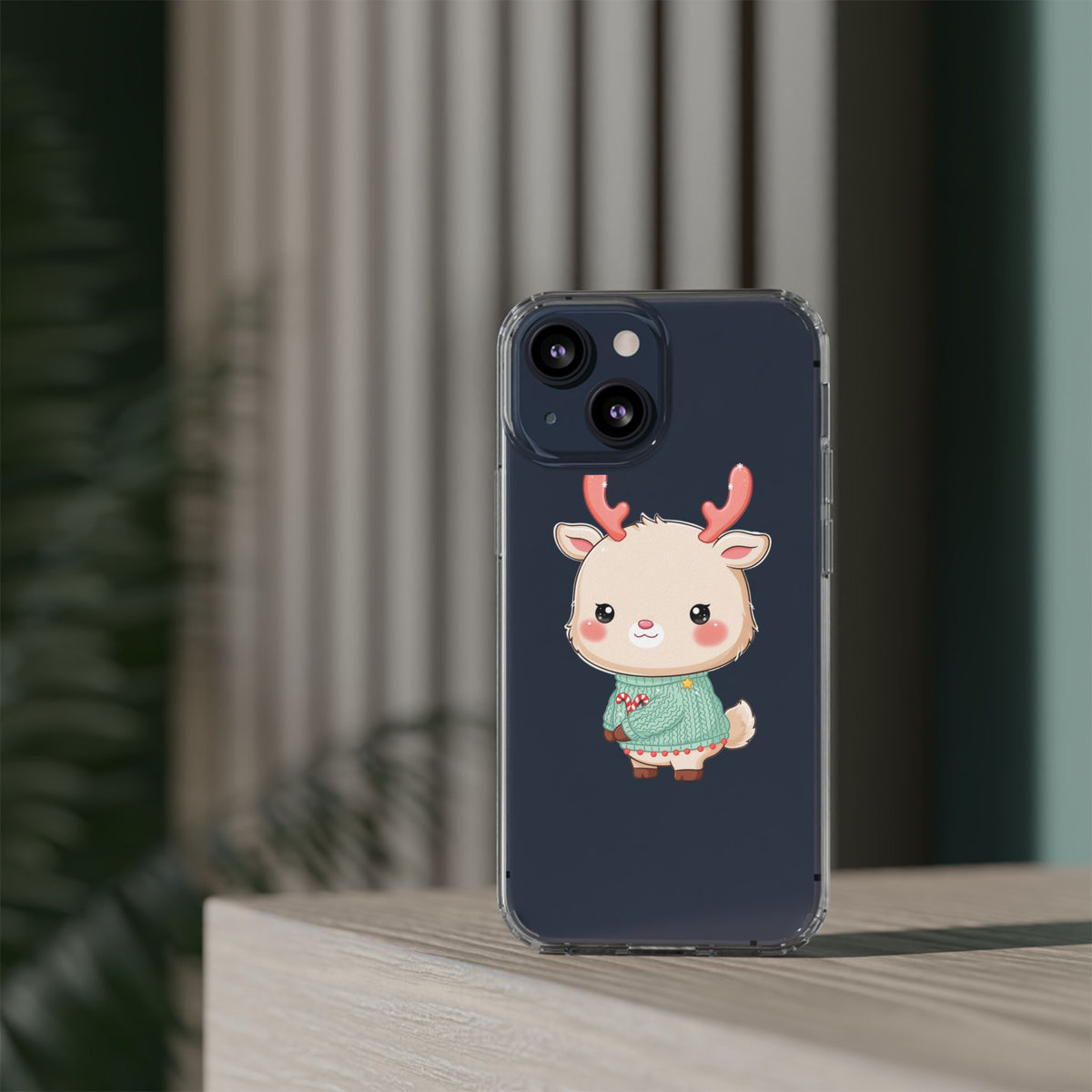Kawaii Reindeer Clear Impact-Resistant Phone Case