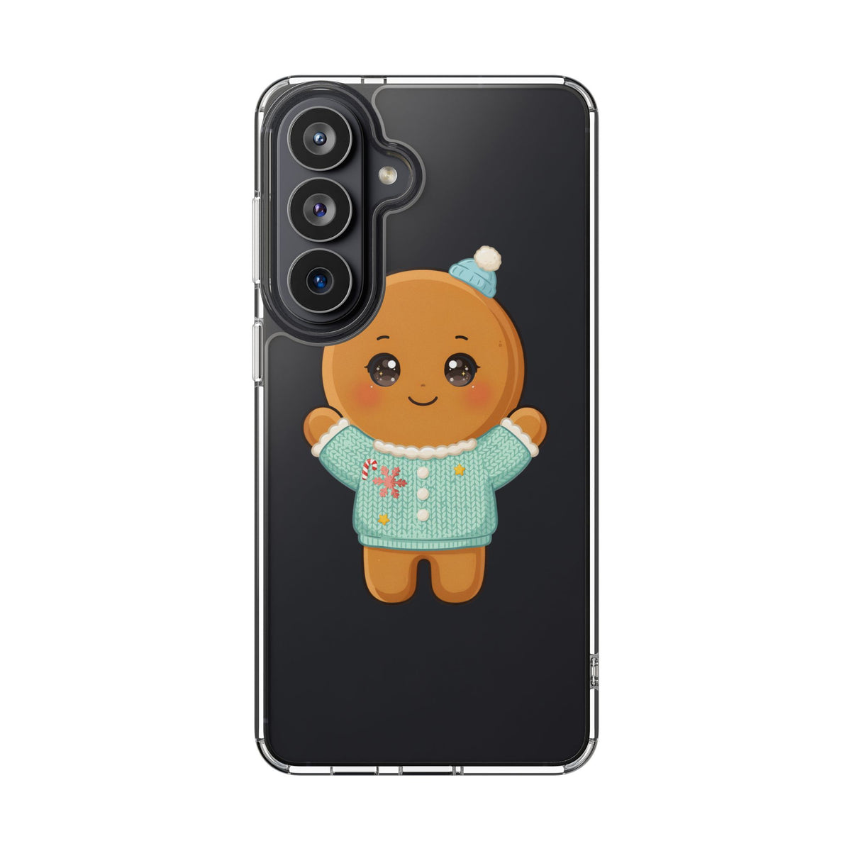 Kawaii Gingerbread Phone Case, Cute Christmas Sweater Cookie