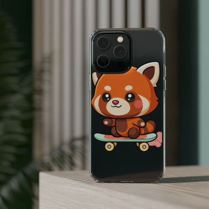 Red Panda Skateboard Phone Case, Cute Kawaii Style