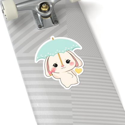 Kawaii Bunny Sticker with Umbrella | Cute Vinyl Decal