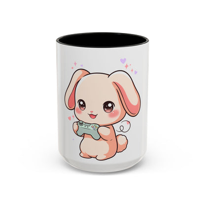 Gamer Bunny Accent Coffee Mug for Kawaii Game Lovers