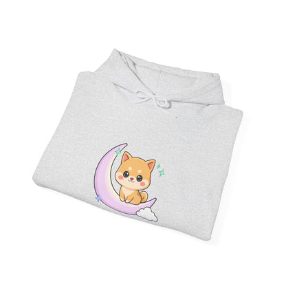 Kawaii Shiba Inu Hoodie, Cute Crescent Moon Sweatshirt