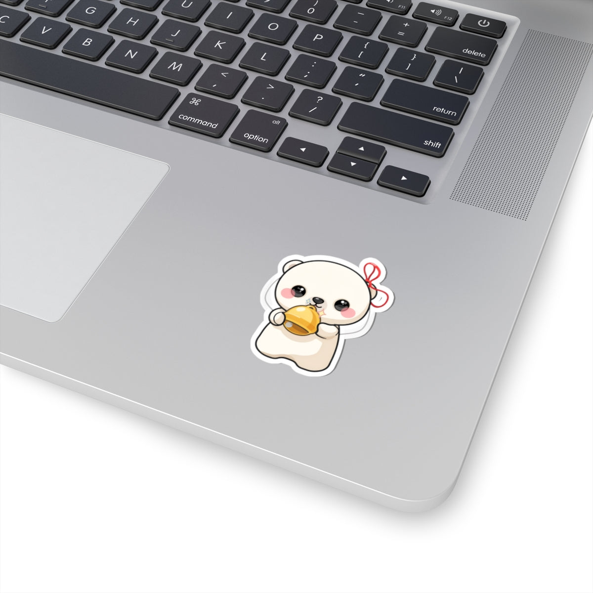 Kawaii Polar Bear Sticker, Cute Jingle Bell Cub