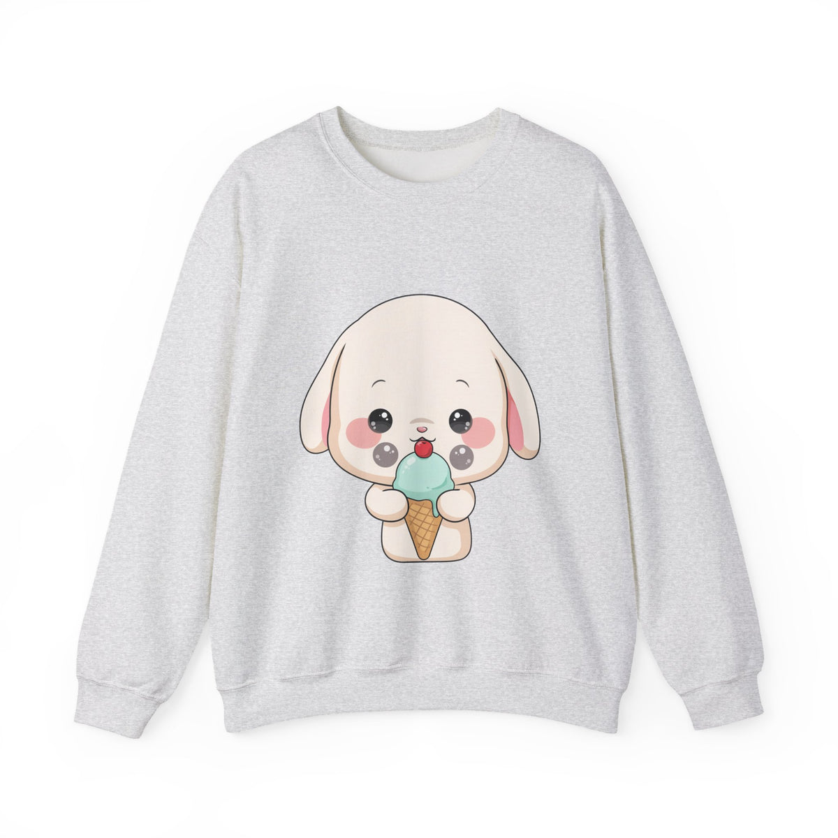 Kawaii Bunny Sweatshirt, Cute Ice Cream Chibi Rabbit