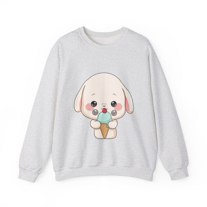 Kawaii Bunny Sweatshirt, Cute Ice Cream Chibi Rabbit